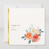 Elegante gouden blos bloemenscript bruiloft kaart (Achterkant)