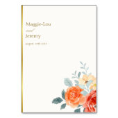 Elegante gouden blos bloemenscript bruiloft kaart (Achterkant)