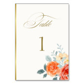 Elegante gouden blos bloemenscript bruiloft kaart (Voorkant)
