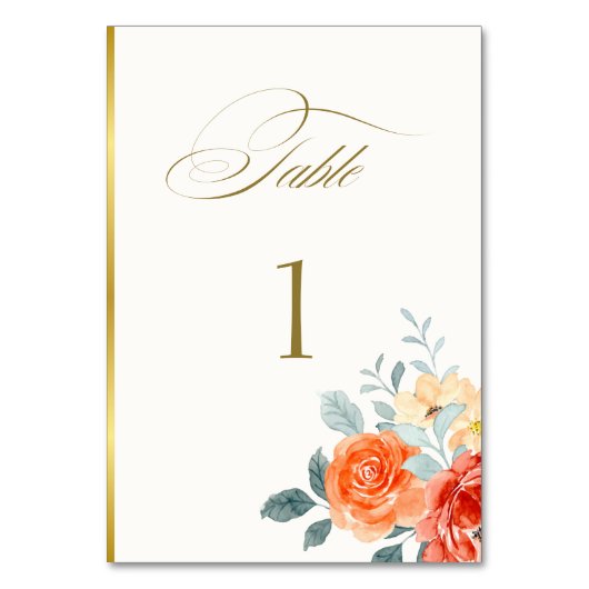 Elegante gouden blos bloemenscript bruiloft kaart (Voorkant)