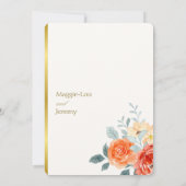 Elegante gouden blos bloemenscript bruiloft kaart (Achterkant)