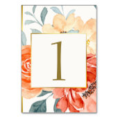 Elegante gouden blos bloemenscript bruiloft kaart (Voorkant)