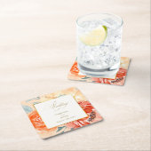 Elegante gouden blos bloemenscript bruiloft kartonnen onderzetters (Insitu)