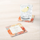 Elegante gouden blos bloemenscript bruiloft kartonnen onderzetters (Insitu)