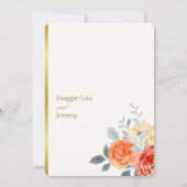 Elegante gouden blos bloemenscript bruiloft save the date (Achterkant)