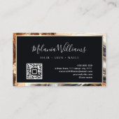 Elegante gouden blos Marmer Agaat Geode QR-code Visitekaartje (Achterkant)