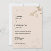 Elegante gouden blos perzik romantische bloemige b kaart (Voorkant)