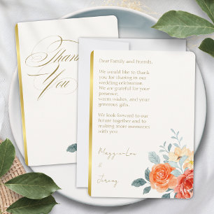 Elegante Gouden Blozende Bloem Sluit Schrift Bruil Bedankkaart