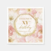 Elegante gouden blush 80 verjaardag servetten aang (Voorkant)