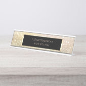 Elegante Gouden Bokeh Frame Bureau Naambordje (Voorkant)