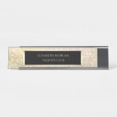 Elegante Gouden Bokeh Frame Bureau Naambordje (Voorkant)