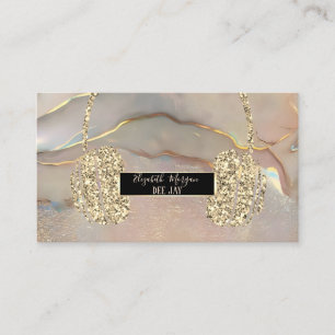 Elegante Gouden Bokeh Glitter Hoofdtelefoon DJ Mar Visitekaartje