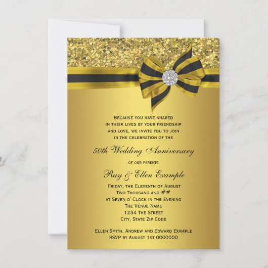 Elegante gouden boog 50ste verjaardagsfeestje kaart (Voorkant)