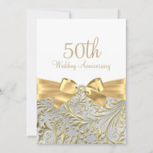 Elegante Gouden Boog Blad Wit 50ste Verjaardag