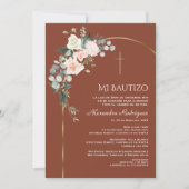 Elegante Gouden Boog Bloem Pottenbakker Doopfeest Kaart (Voorkant)