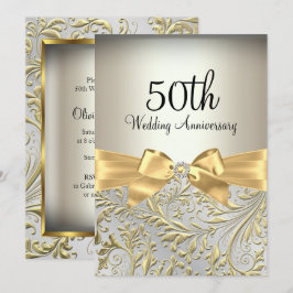 Elegante Gouden Boog & Bloemige Draaiing 50ste Ver Kaart