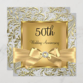 Elegante Gouden Boog Bloemige Swirl 50ste Verjaard Kaart (Voorkant / Achterkant)