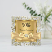 Elegante Gouden Boog Bloemige Swirl 50ste Verjaard Kaart (Staand voorkant)