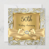 Elegante Gouden Boog Bloemige Swirl 50ste Verjaard Kaart (Voorkant)