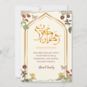 Elegante Gouden Boog Bloemrijke Ramadan Iftar-dine Kaart (Achterkant)