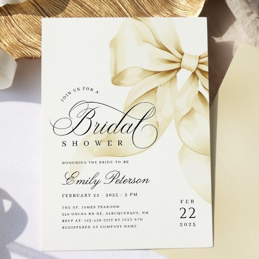 Elegante gouden boog bruids douche uitnodiging