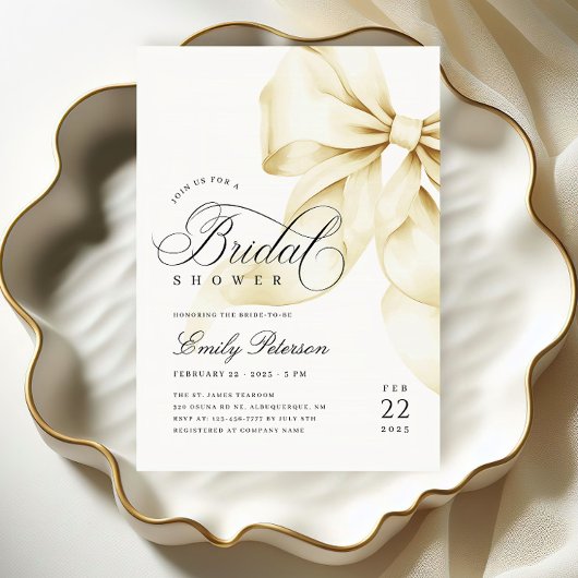 Elegante gouden boog bruids douche uitnodiging