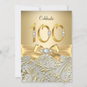 Elegante Gouden Boog Diamant 100ste Verjaardag Kaart