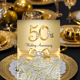 Elegante Gouden Boog Diamant 50ste Verjaardag Kaart