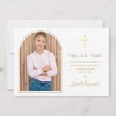 Elegante gouden boog Eerste Heilige Communie Bedankkaart (Voorkant)