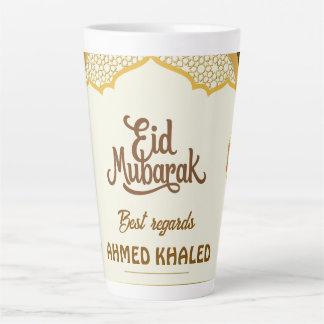 Elegante Gouden Boog en Lantaarns Eid Mubarak Latte Mok