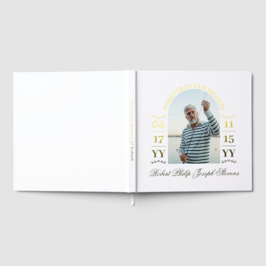 Elegante gouden boog foto voor altijd in ons hart gastenboek (Volledig)