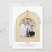 Elegante gouden boog fotokaart feestdagenkaart (Voorkant)