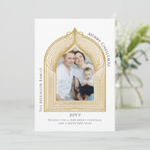 Elegante gouden boog fotokaart feestdagenkaart (Staand voorkant)