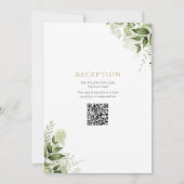 Elegante Gouden Boog Groene Bloem Doop QR Code Kaart (Achterkant)