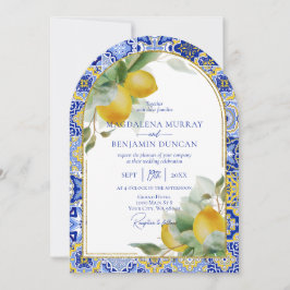 Elegante gouden boog Italiaans blauw Tegel citroen Kaart