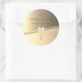 Elegante Gouden ,Boog Jubileum Ronde Sticker (Tas)