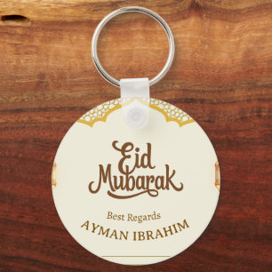 Elegante Gouden Boog Persoonlijke Eid Mubarak Sleutelhanger