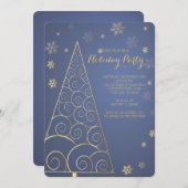 Elegante gouden boom kerstfeest uitnodiging (Voorkant / Achterkant)