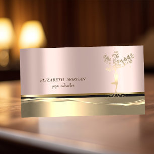Elegante Gouden Boom Meisje Silhouet Roze Goud Visitekaartje