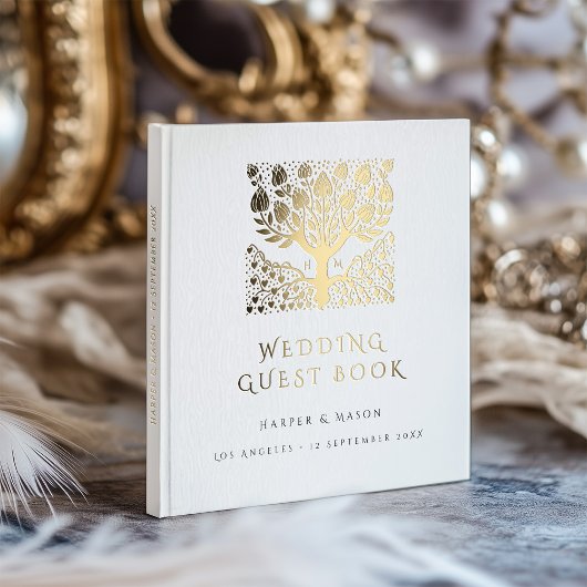 Elegante gouden boom van liefde bruiloft gastenboek