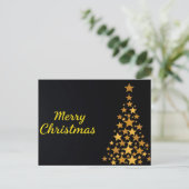 Elegante Gouden Boom Vrolijk Kerstfeest op Zwart Briefkaart (Staand voorkant)
