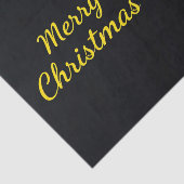 Elegante Gouden Boom Vrolijk Kerstfeest op Zwart Tissuepapier (Detail)