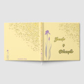Elegante gouden Bord Paarse Waterverf Iris bruilof Gastenboek (Volledig)