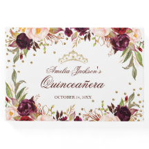 Elegante gouden bordeauxrode bloemenkleed Quincean