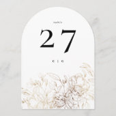 Elegante gouden botanische bruiloft boog tafel num kaart (Voorkant)