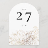 Elegante gouden botanische bruiloft boog tafel num kaart (Achterkant)