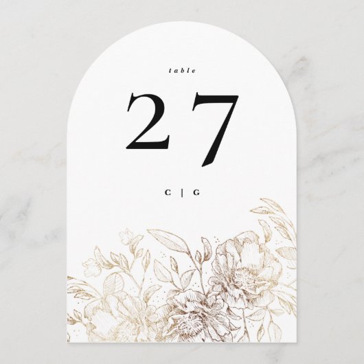 Elegante gouden botanische bruiloft boog tafel num kaart (Achterkant)