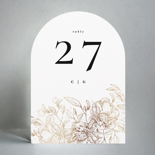 Elegante gouden botanische bruiloft boog tafel num kaart