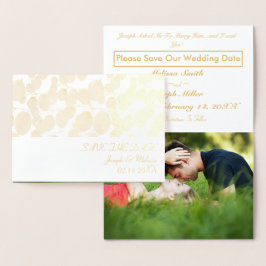 Elegante Gouden Botanische Foto Save the Date Folie Kaarten