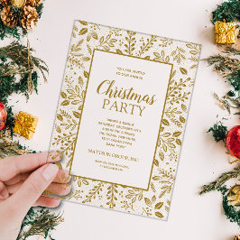 Elegante Gouden Botanische Kerstfeest Acryl Uitnodigingen